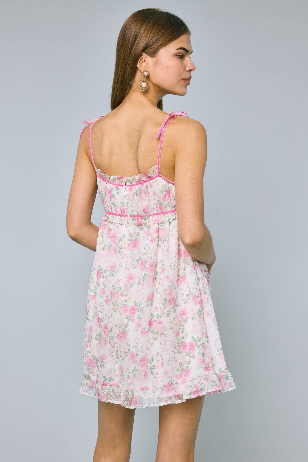 Agatha Pink Floral Mini Dress