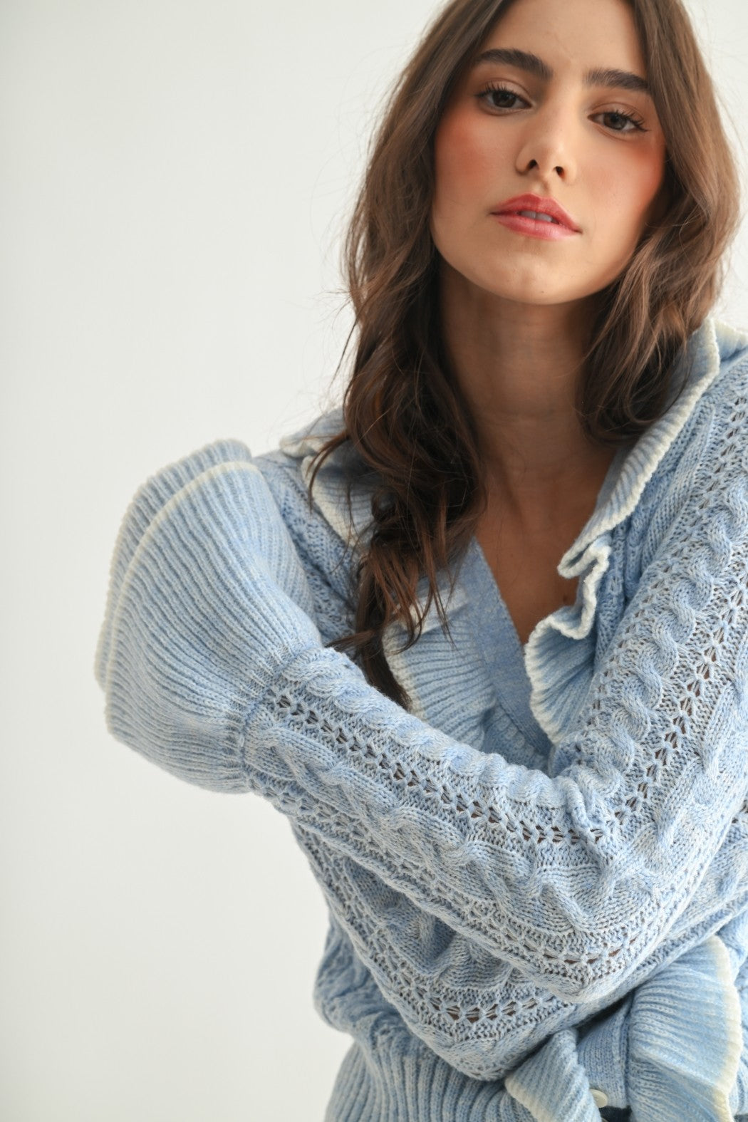 Bubbles Blue Ruffled Cardigan