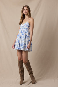 Everly Blue Palms Mini Dress