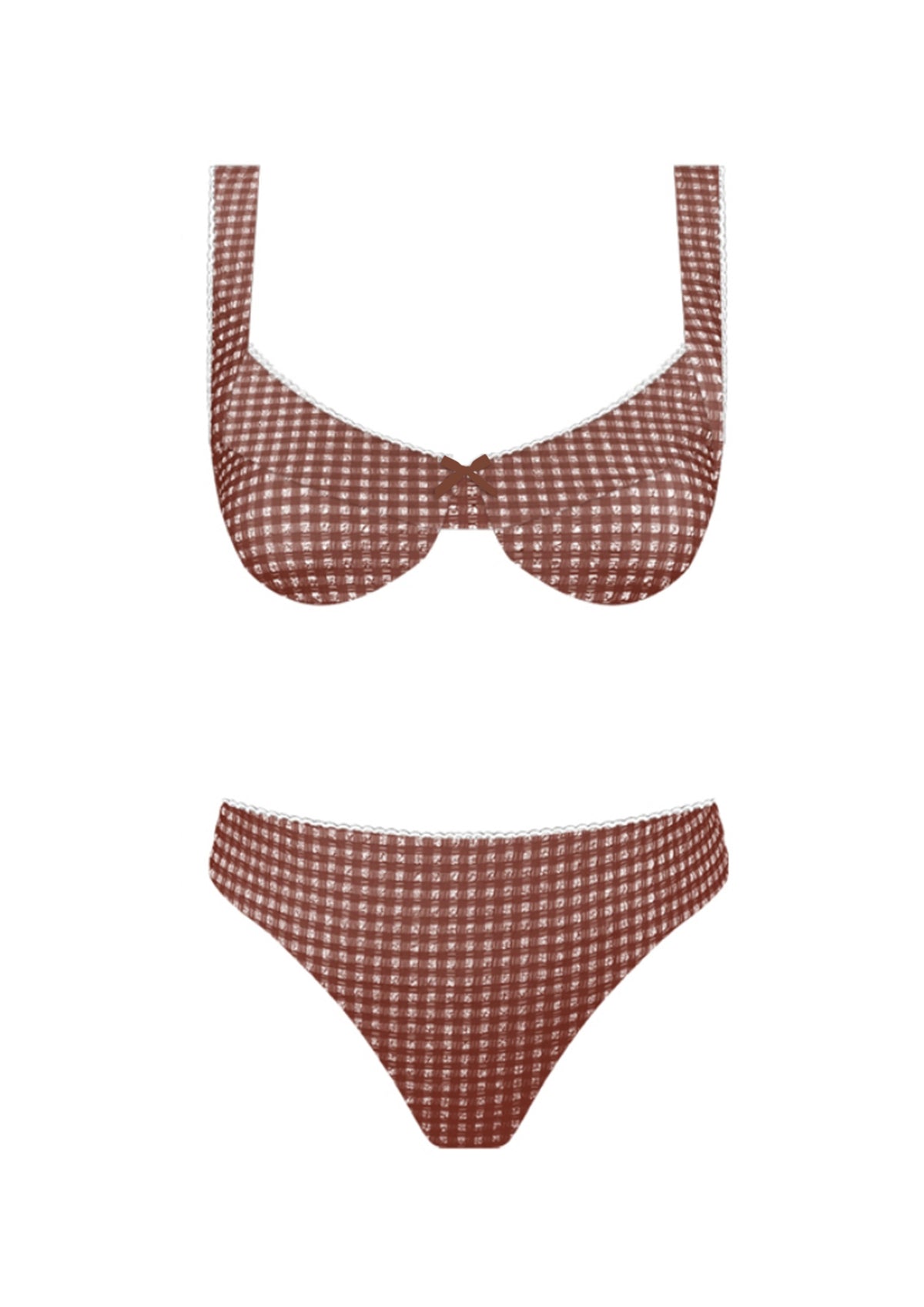 Martha Brown Gingham Bikini Set