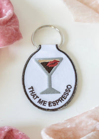 Me Espresso Embroidered Keychain