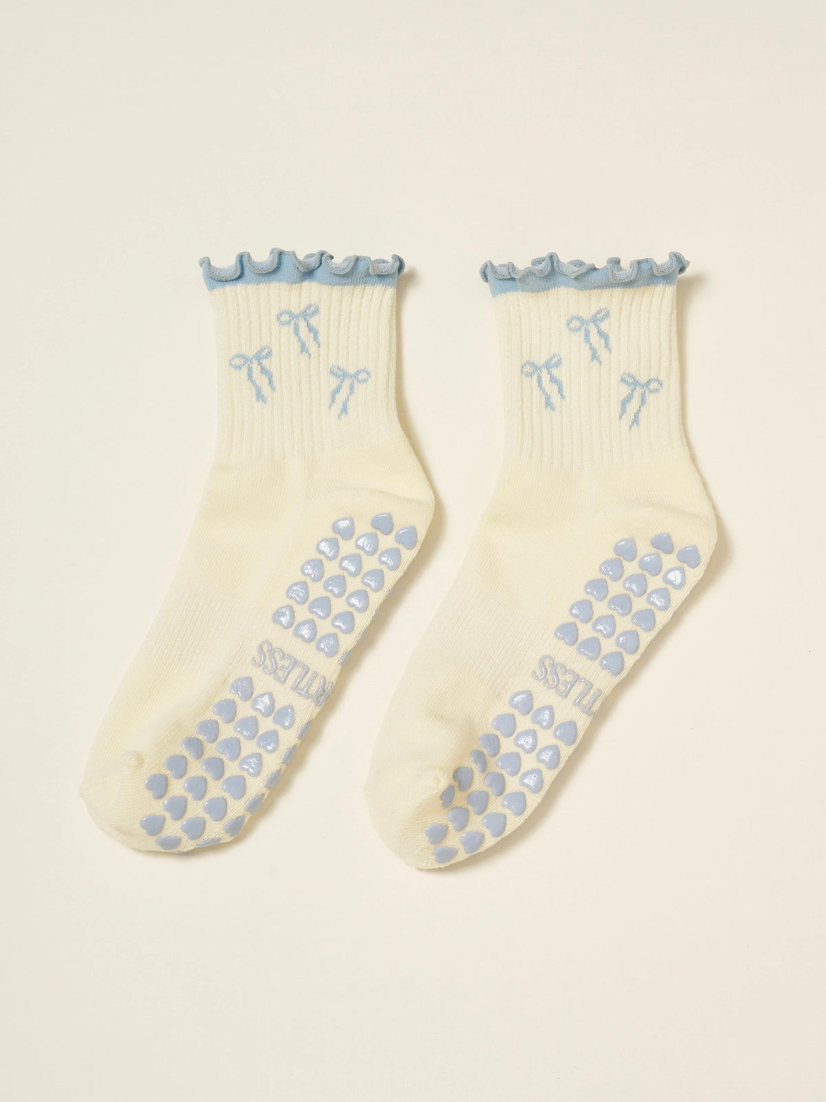 Blue Bow Grip Socks