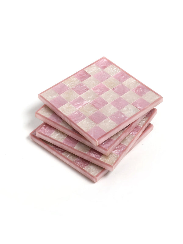 Pink Checkered Coaster