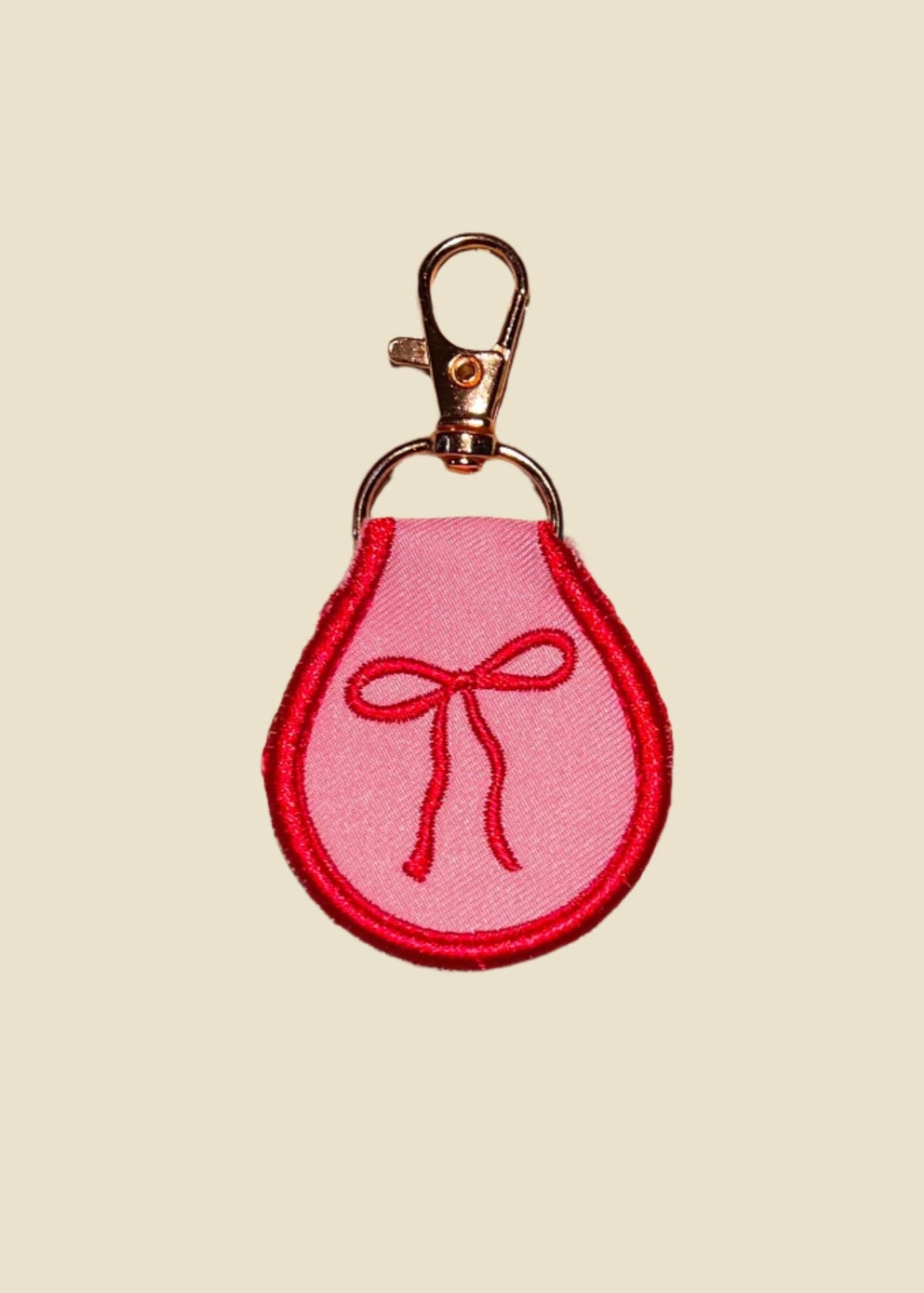 Pink Bow Embroidered Keychain