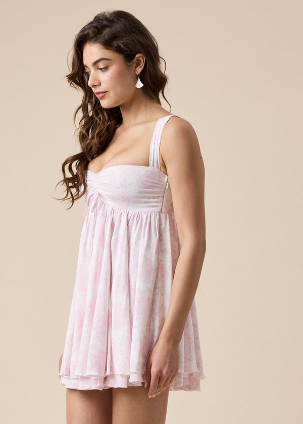 Ronda Pink Floral Mini Dress