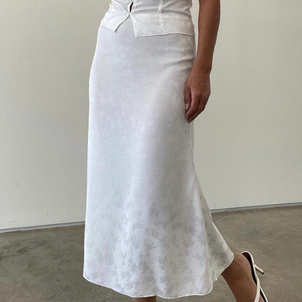 Lupita White Satin Skirt
