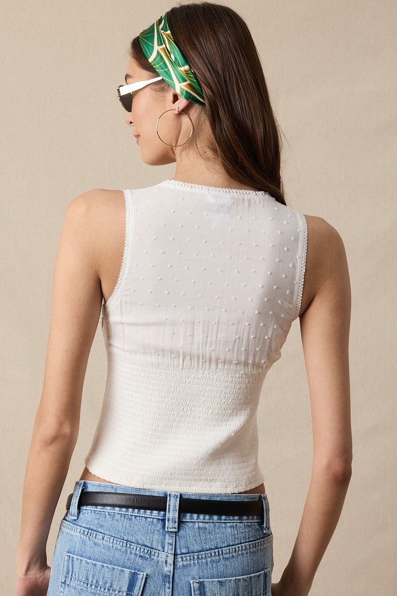 Miranda White Smocked Crop Top