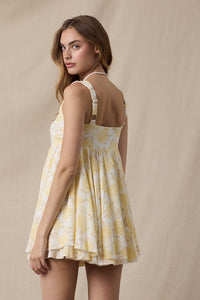 Ronda Yellow Floral Mini Dress