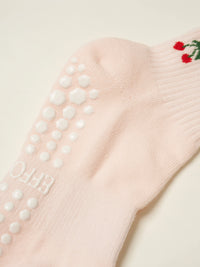 Cherry Ruffle Grip Socks