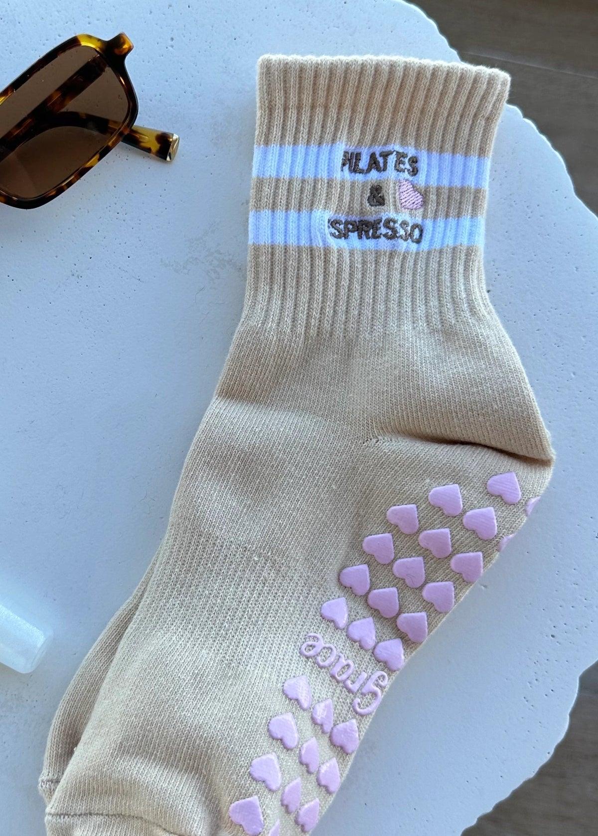 Pilates & Espresso Grip Socks