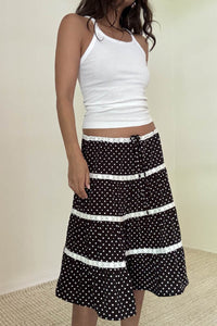Emilie Black Polka Dot Midi Skirt