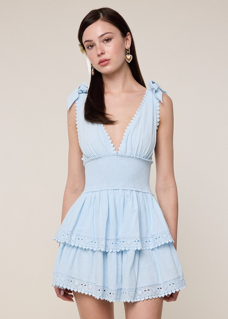 Constance Blue Tie Strap Mini Dress