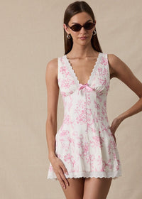 Menorca Pink Floral Mini Dress