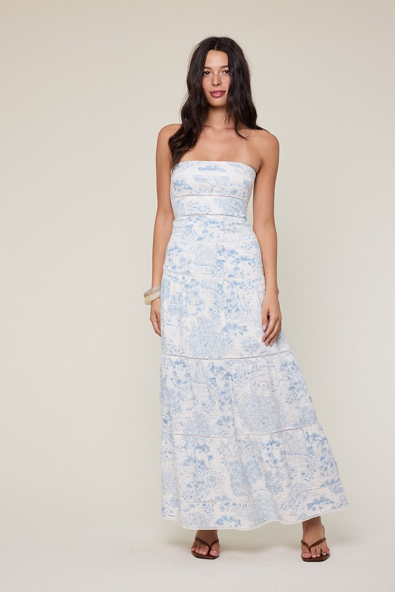 Dom Blue Strapless Maxi Dress
