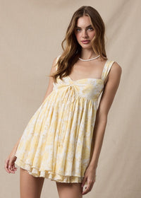 Ronda Yellow Floral Mini Dress