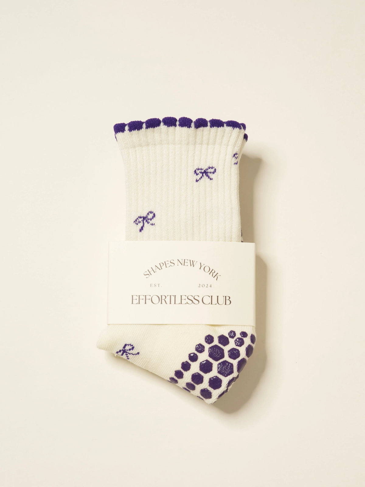 Navy Blue Bow Grip Socks