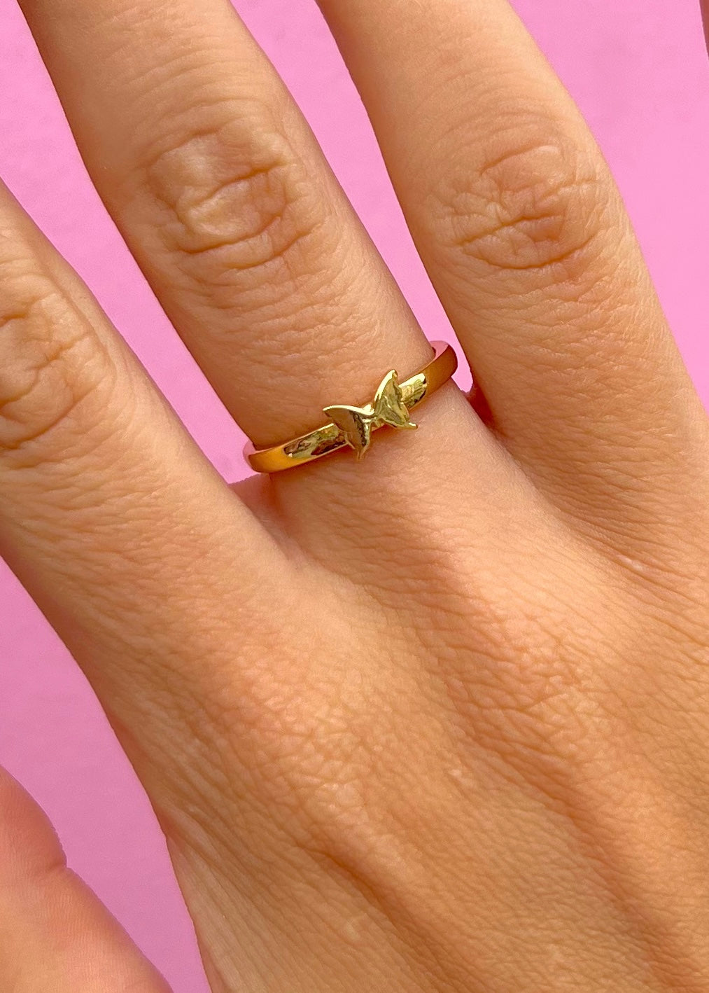 Gold Adjustable Butterfly Ring
