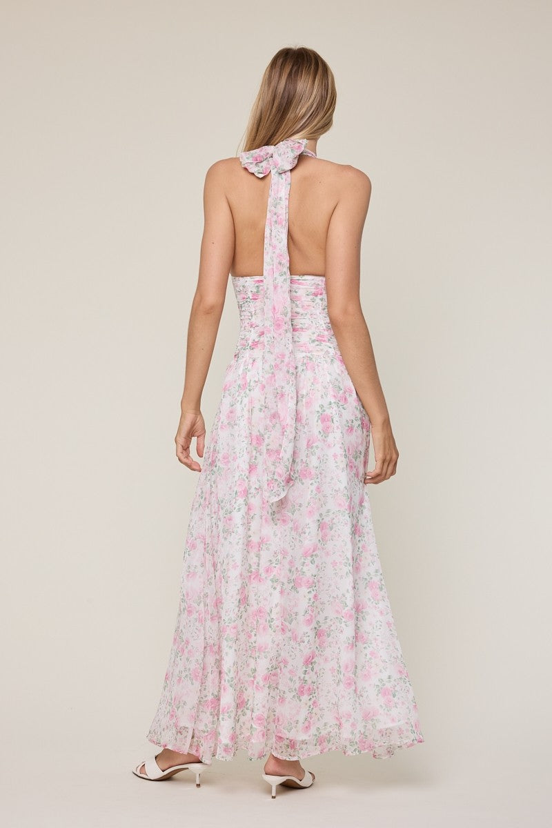 Sparks Fly Pink Tie Maxi Dress