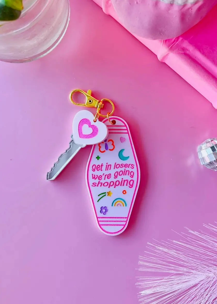 Get In Losers Pink Keychain