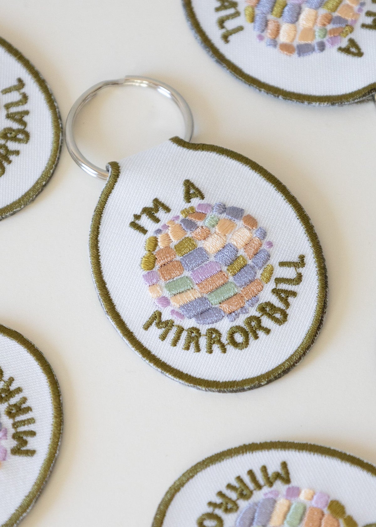 Mirrorball Embroidered Keychain
