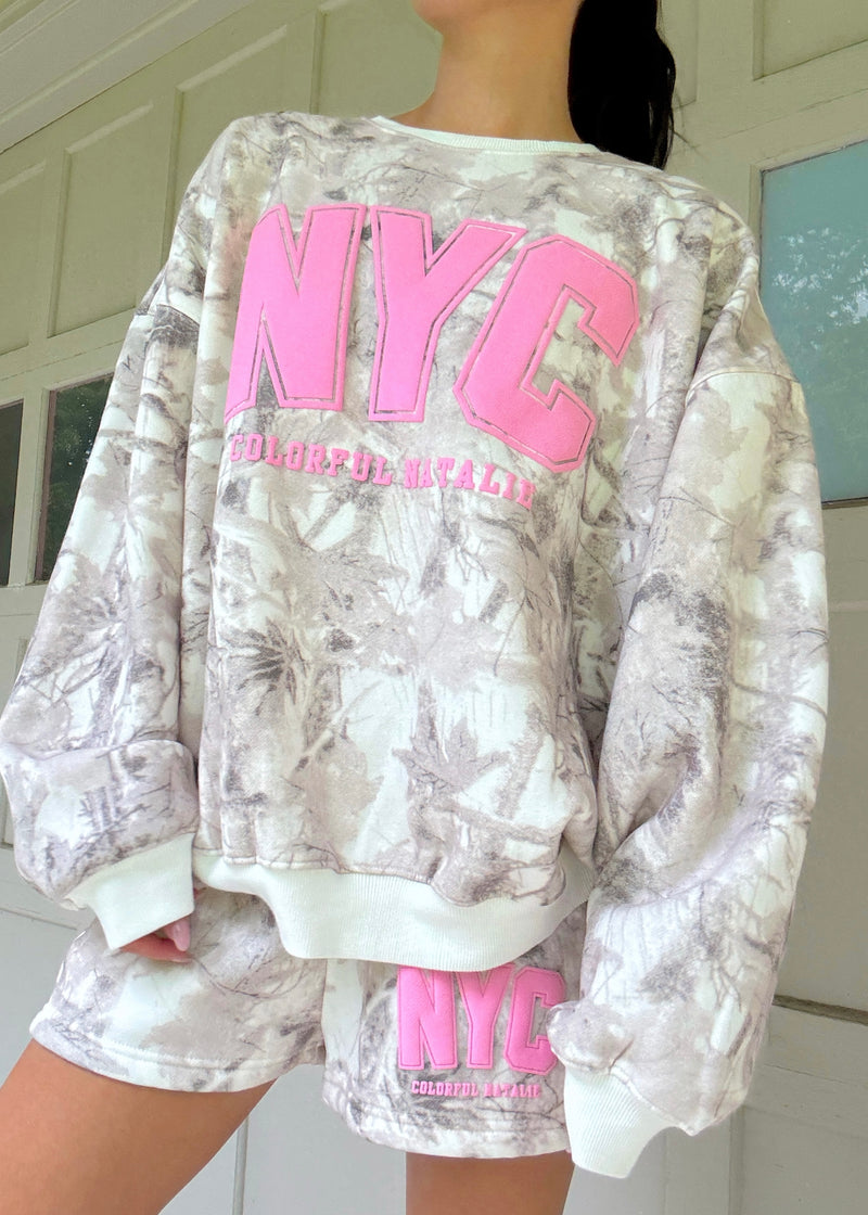 NYC Camo Puff Print Front Crewneck
