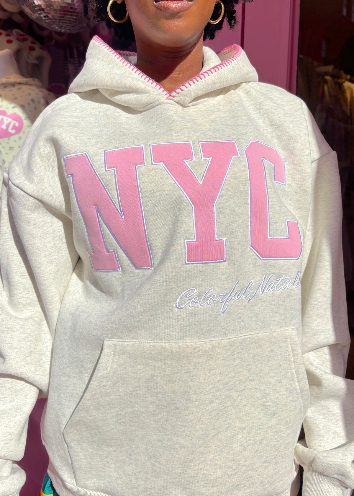 Preorder: Pink Skies Embroidered NYC Hoodie