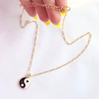 Black Heart Yin Yang Necklace
