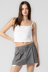 Meadow White Ribbed Bow Cami Top