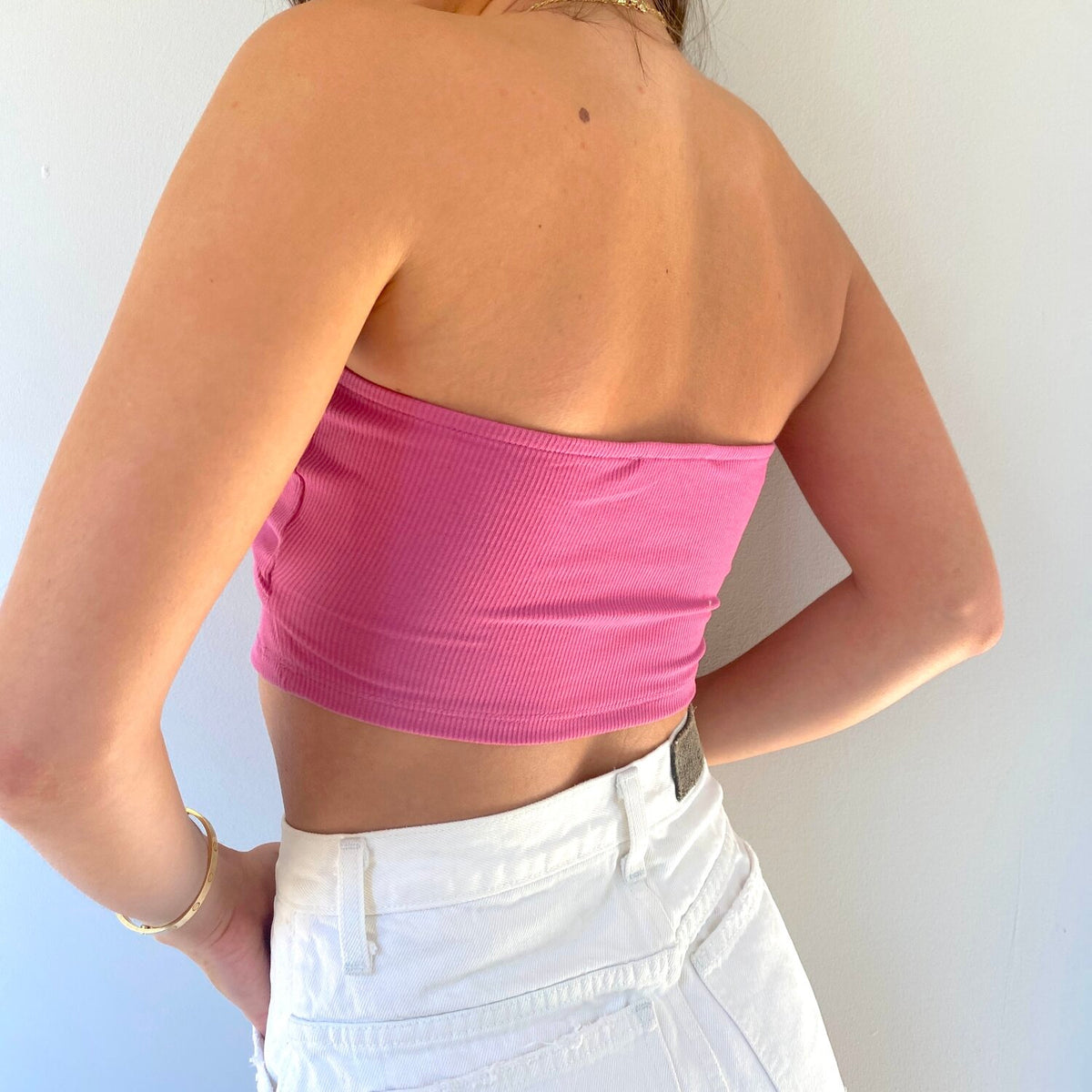 Erin Pink Ribbed Cut Out Top