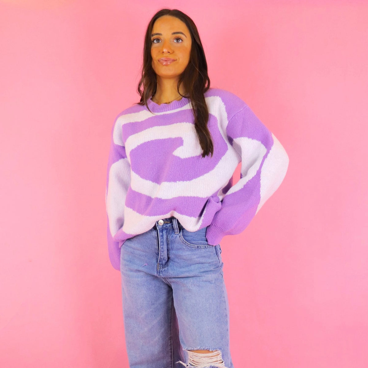Emmie Purple Swirl Sweater