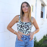 Izzy Cow Print Corset Crop