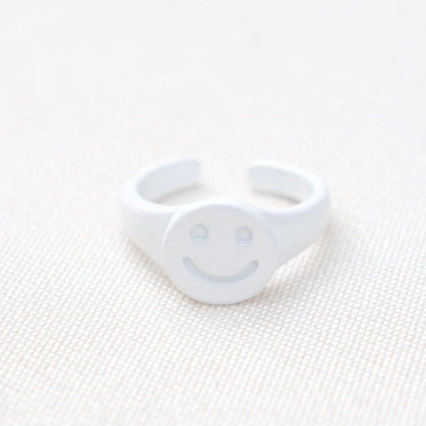 White Smiley Ring