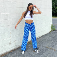 Checked Out Blue Pants