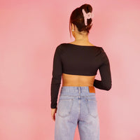 Clemence Black Long Sleeve Crop