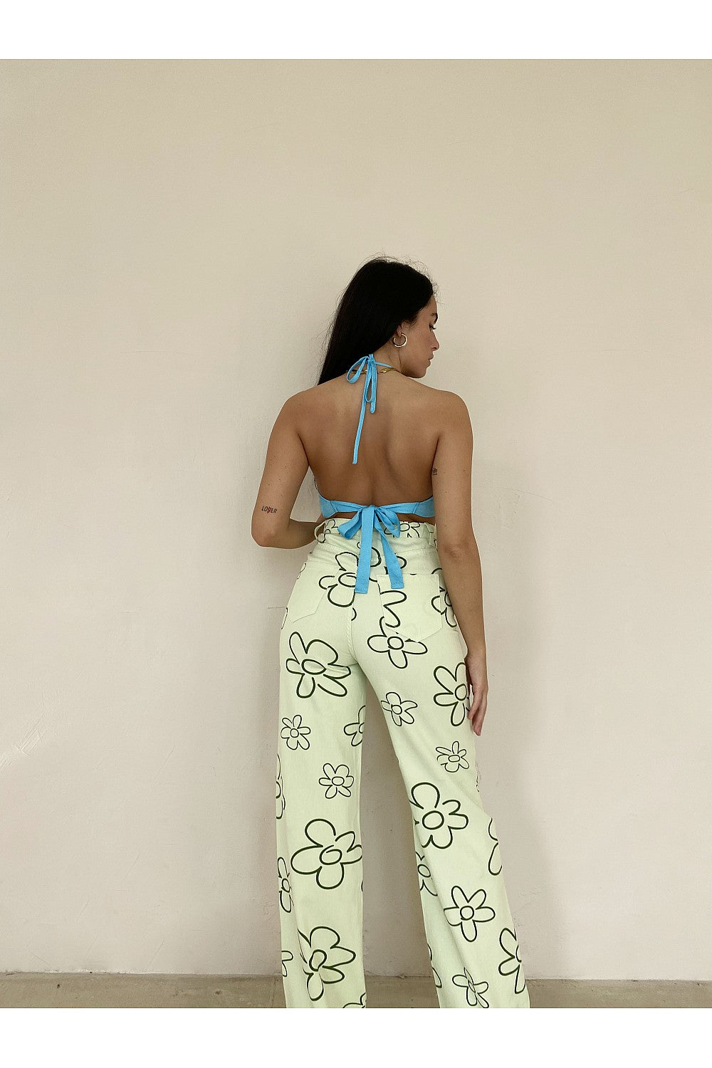 Karol Green Daisy Print Pants