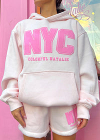NYC Light Pink Puff Print Hoodie