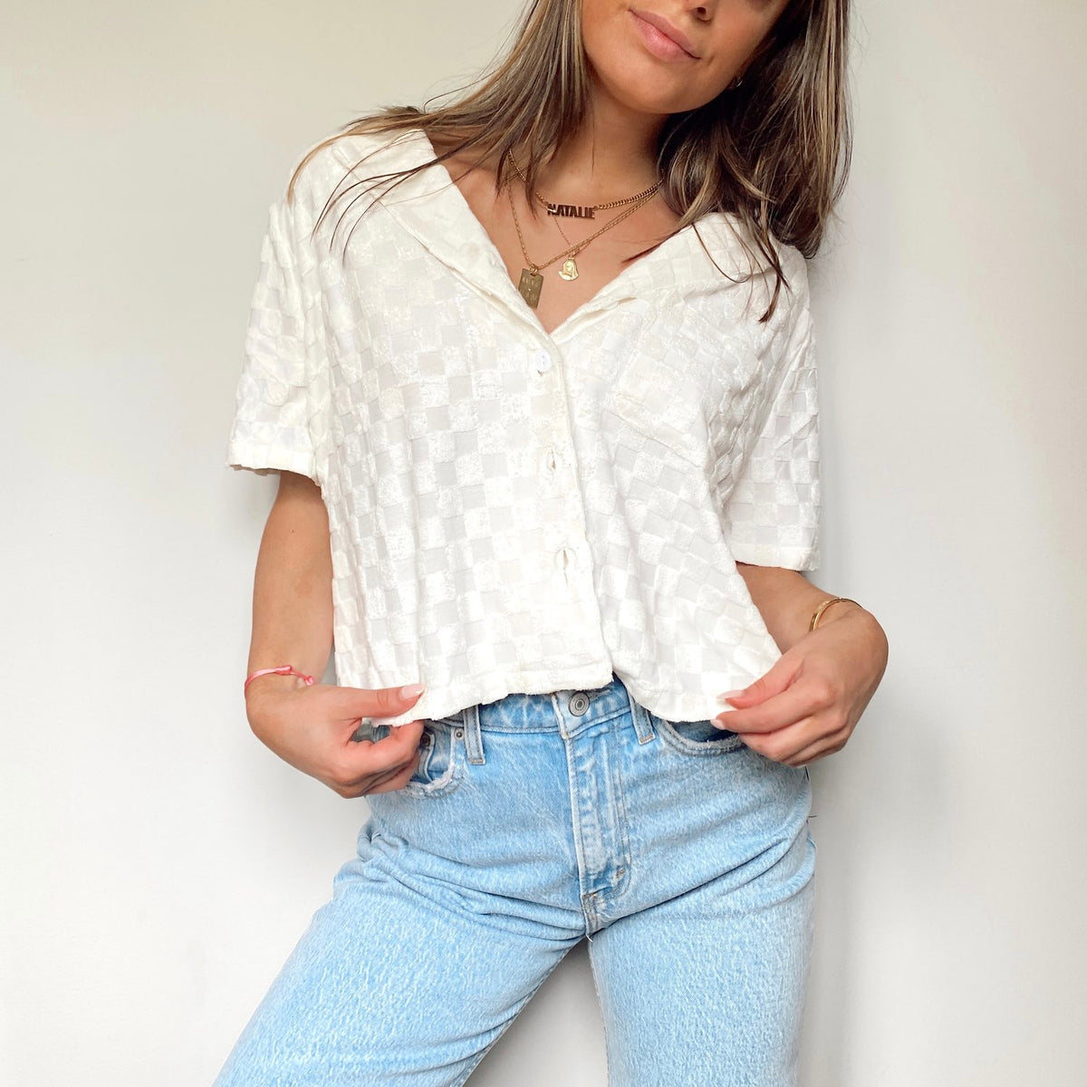 Emma Ivory Checkered Shirt