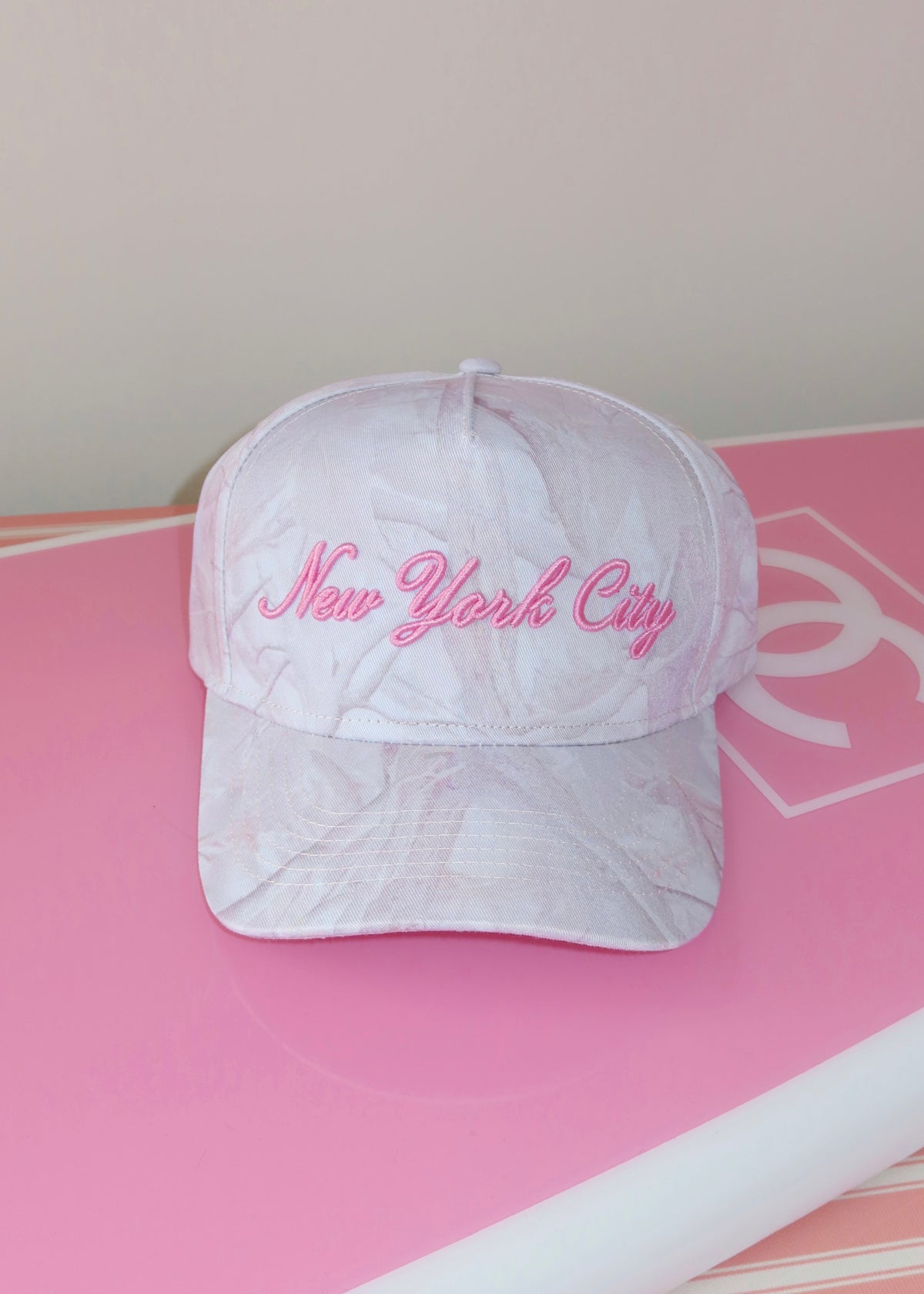 New York City Cursive Camo Trucker Hat