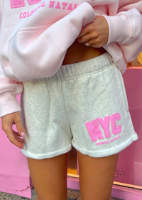 NYC Heather White Pink Sweat Shorts