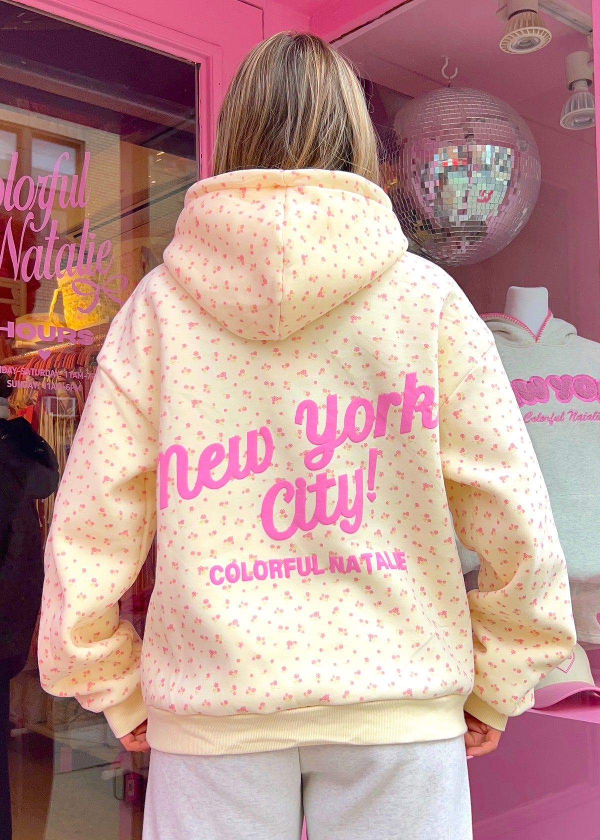 New York City Yellow Floral Hoodie