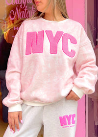 NYC Chenille Pink Camo Crewneck