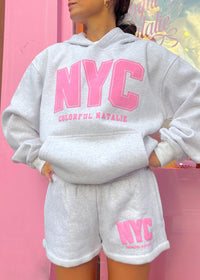 NYC Ash Pink Puff Print Hoodie
