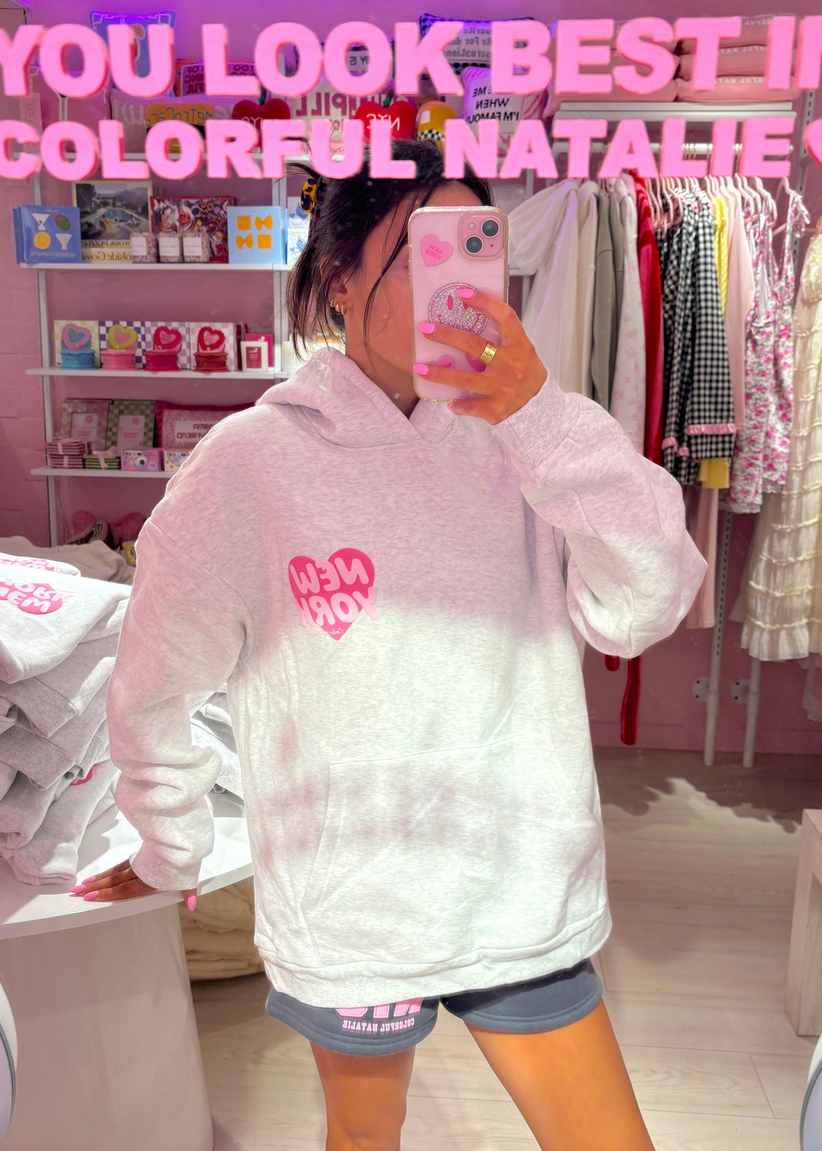 Preorder: New York Heart Grey Puff Hoodie