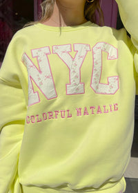 Yellow Bows Embroidered NYC Crewneck