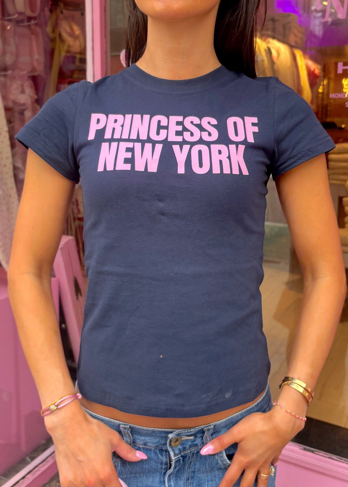 Princess of NY Navy Baby Tee