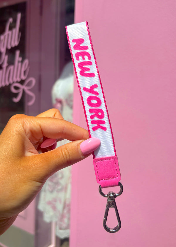New York Pink Strap Keychain