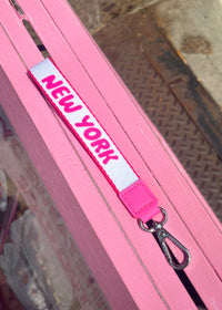 New York Pink Strap Keychain
