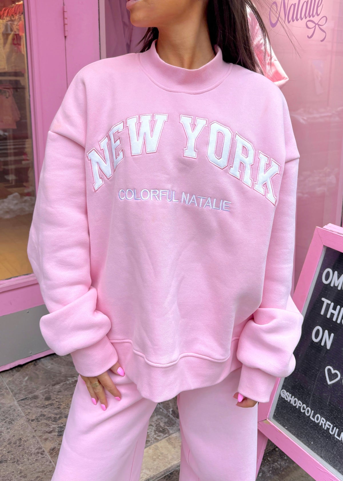 New York Baby Pink Mockneck