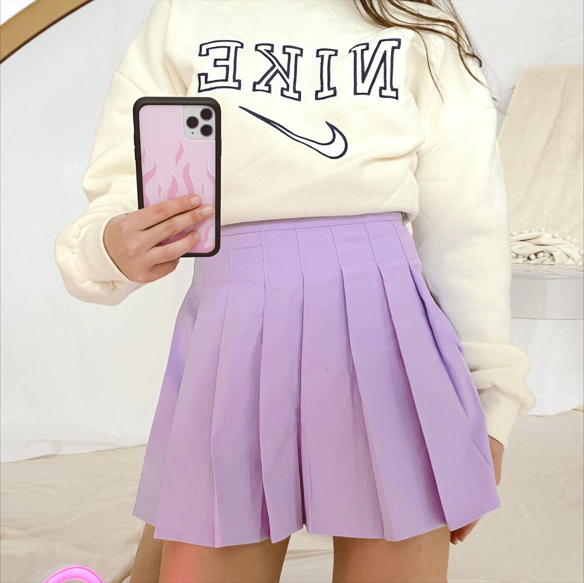 Adalynn Purple Pleated Skirt