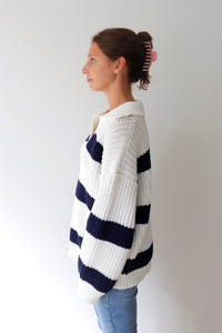 Ruthie Navy Striped Sweater